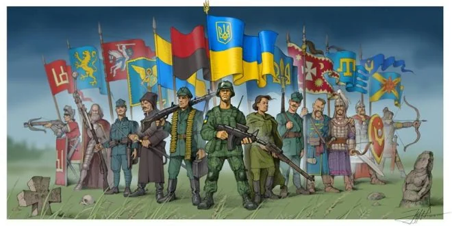 Воины разных эпох с флагами заложили фундамент Пантеона выдающихся украинцев