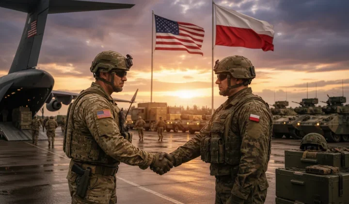 США не выводят войска из Польши: Варшава опровергла слухи Американские и польские солдаты пожимают руки во время ротации сил США в Польше