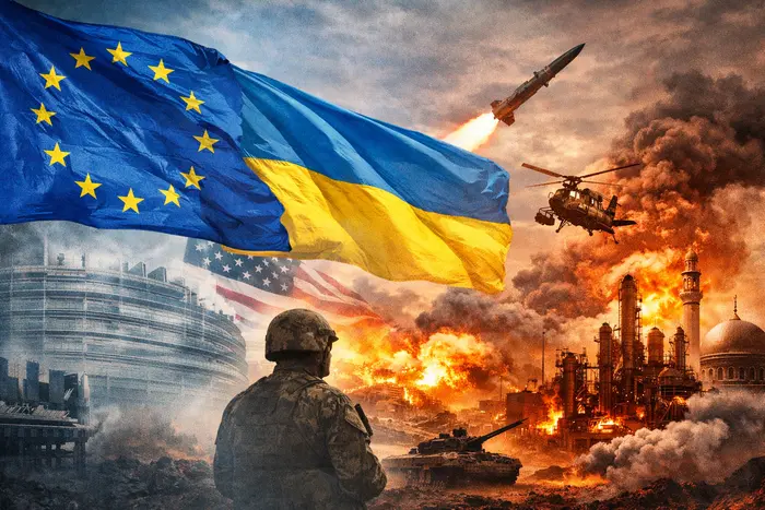 Война на Ближнем Востоке будет стоить Украине миллиарды – оценка НБУ Война на Ближнем Востоке: пылающие нефтяные вышки под флагами Украины, ЕС и США