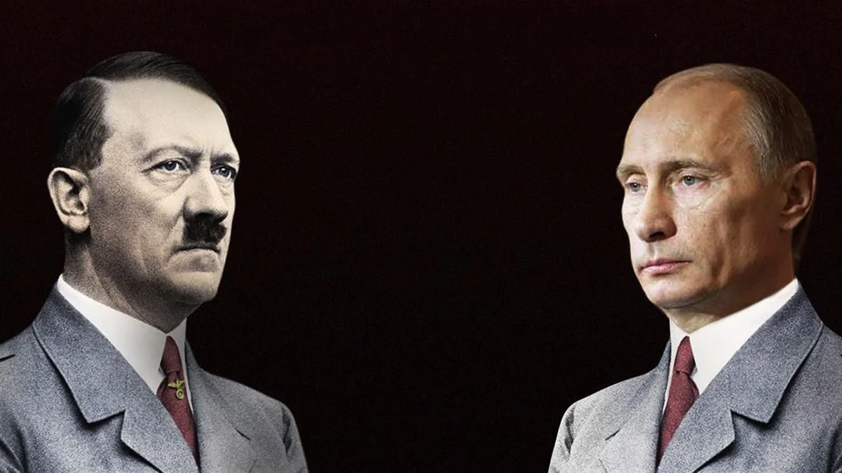 Портрети Гітлера та Путіна як символ копіювання тактики ударів по святинях