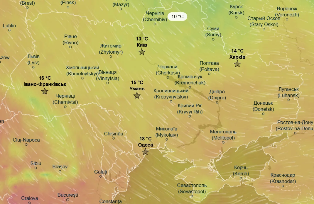 Карта температур в Україні 2 червня з прохолодою на заході