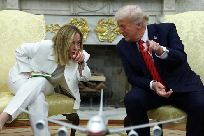 Трамп і Мелоні під час суперечки щодо доступу США до аеродромів Італії