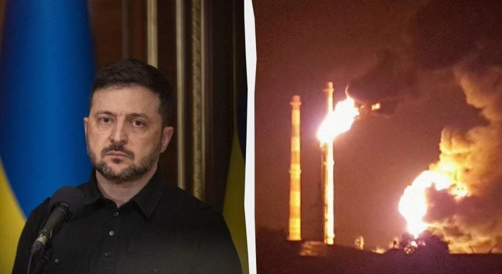 Зеленський та палаючі нафтопереробні заводи після ударів ЗСУ по Криму