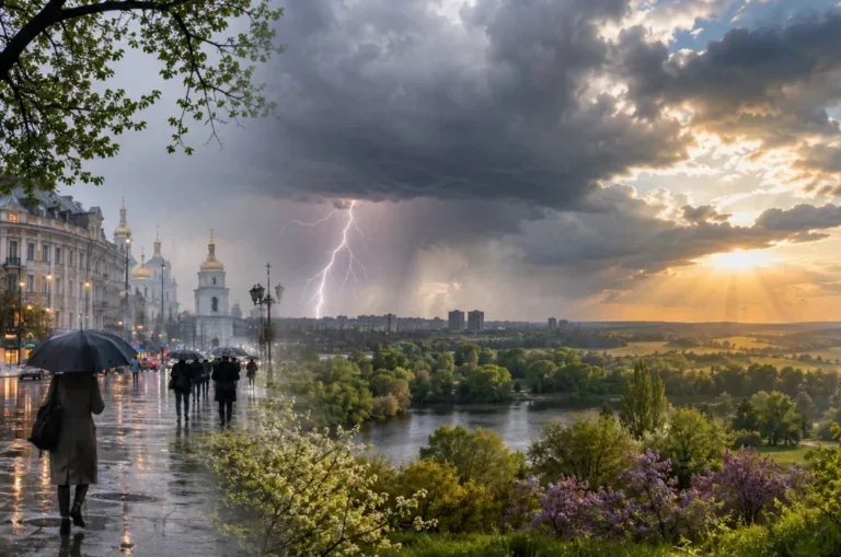 Гроза з блискавкою над Києвом 7 липня під час дощу