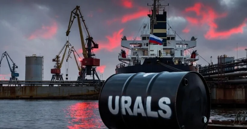 Бочка з нафтою Urals перед російським танкером у порту