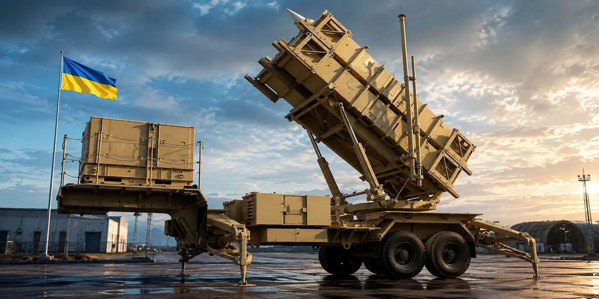 США начали выдачу Украине лицензий на ракеты Patriot Пусковая установка ракет Patriot с флагом Украины на площадке
